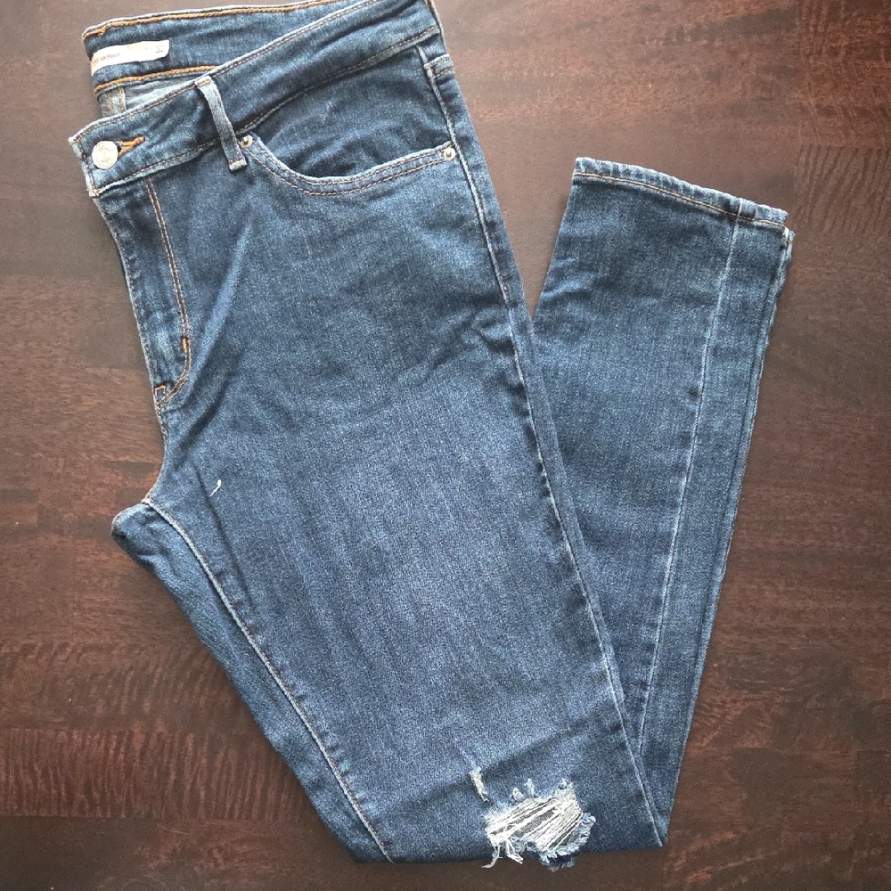 Levi's Dark Blue Distressed Skinny Jeans